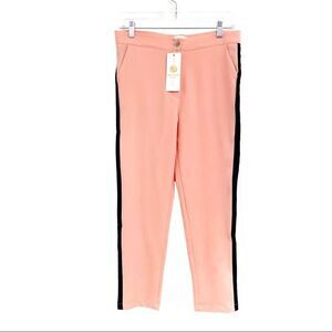 New Laviva Pants Sport Stripe Stretch Crop Salmon Pink EU 38